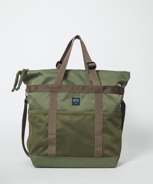 MIS(エムアイエス)の「MESH POCKET TOTE BAG(トートバッグ・メンズ・ブラック/オリーブ・ONESIZE)」の3枚目の写真