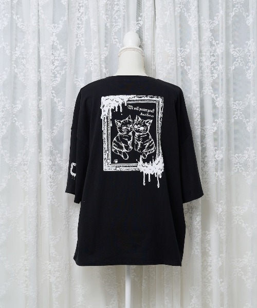 nyanMe(ニャンミー)の「猫猫てぃしゃつ(Tシャツ/カットソー・レディース・ホワイト/ブラック/チャコール・FREE)」の7枚目の写真