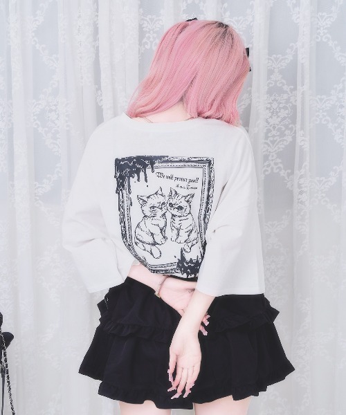 nyanMe(ニャンミー)の「猫猫てぃしゃつ(Tシャツ/カットソー・レディース・ホワイト/ブラック/チャコール・FREE)」の11枚目の写真