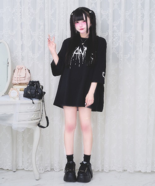 nyanMe(ニャンミー)の「猫猫てぃしゃつ(Tシャツ/カットソー・レディース・ホワイト/ブラック/チャコール・FREE)」の8枚目の写真