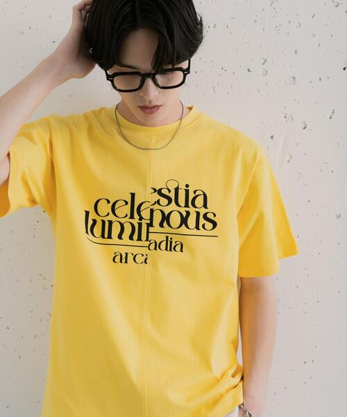 SENSE OF PLACE by URBAN RESEARCH(センスオブプレイスバイアーバンリサーチ)の「アシメグラフィックショートスリーブTシャツ(Tシャツ/カットソー・メンズ・イエロー/グレー/ブルー・MEDIUM/LARGE)」の3枚目の写真