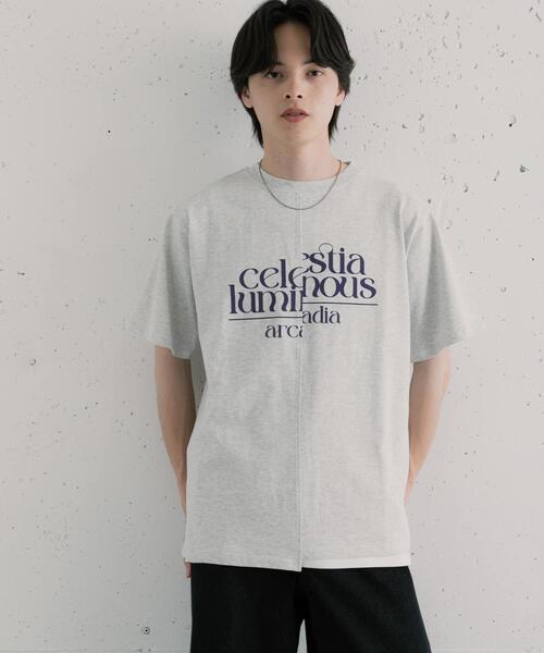 SENSE OF PLACE by URBAN RESEARCH(センスオブプレイスバイアーバンリサーチ)の「アシメグラフィックショートスリーブTシャツ(Tシャツ/カットソー・メンズ・イエロー/グレー/ブルー・MEDIUM/LARGE)」の7枚目の写真