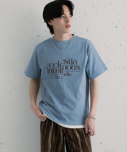 SENSE OF PLACE by URBAN RESEARCH(センスオブプレイスバイアーバンリサーチ)の「アシメグラフィックショートスリーブTシャツ(Tシャツ/カットソー・メンズ・イエロー/グレー/ブルー・MEDIUM/LARGE)」の15枚目の写真