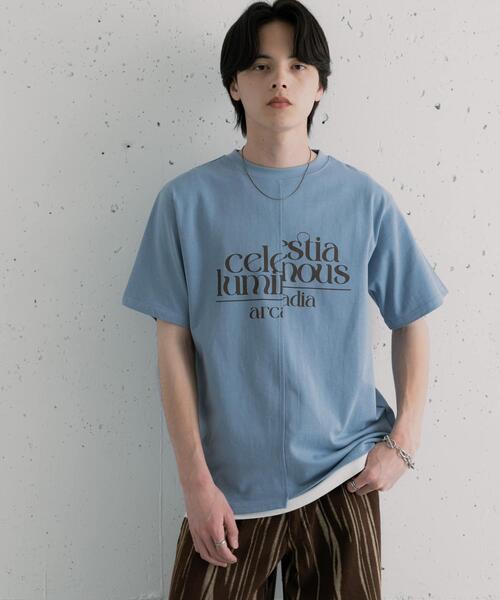SENSE OF PLACE by URBAN RESEARCH(センスオブプレイスバイアーバンリサーチ)の「アシメグラフィックショートスリーブTシャツ(Tシャツ/カットソー・メンズ・イエロー/グレー/ブルー・MEDIUM/LARGE)」の16枚目の写真