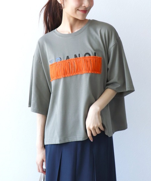 TRANOI（トラノイ）の「TRANOIワイドTシャツ（Tシャツ/カットソー・レディース・ホワイト・38）」の2枚目の写真