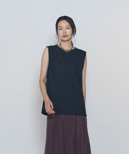 1er Arrondissement(プルミエアロンディスモン)の「クリアーリブショルダータックノースリーブトップス(Tシャツ/カットソー・レディース・ブラック系その他3/ブラウン系その他5・FREE)」の1枚目の写真