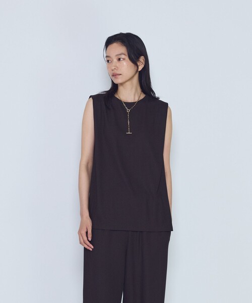 1er Arrondissement(プルミエアロンディスモン)の「クリアーリブショルダータックノースリーブトップス(Tシャツ/カットソー・レディース・ブラック系その他3/ブラウン系その他5・FREE)」の2枚目の写真