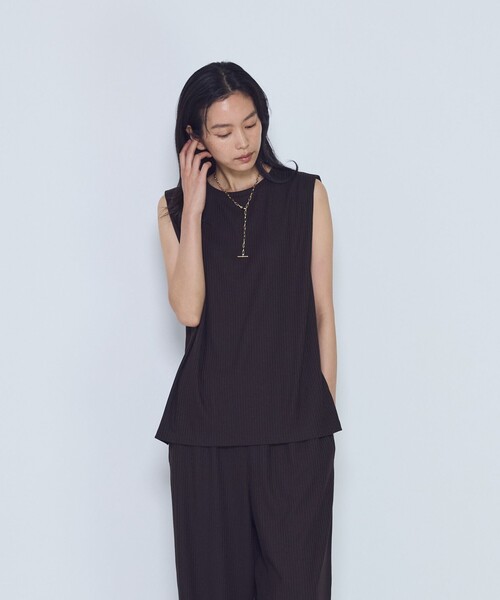 1er Arrondissement(プルミエアロンディスモン)の「クリアーリブショルダータックノースリーブトップス(Tシャツ/カットソー・レディース・ブラック系その他3/ブラウン系その他5・FREE)」の13枚目の写真