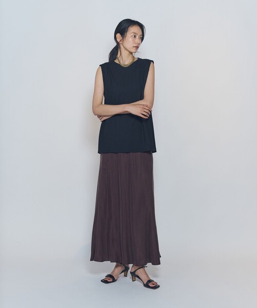 1er Arrondissement(プルミエアロンディスモン)の「クリアーリブショルダータックノースリーブトップス(Tシャツ/カットソー・レディース・ブラック系その他3/ブラウン系その他5・FREE)」の6枚目の写真