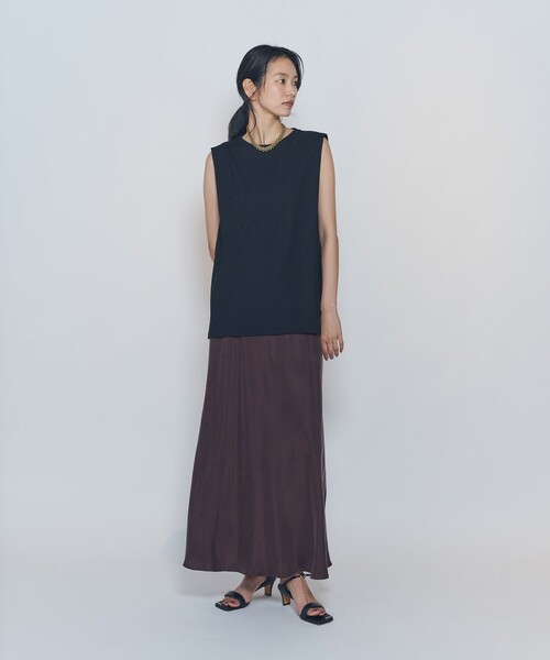1er Arrondissement(プルミエアロンディスモン)の「クリアーリブショルダータックノースリーブトップス(Tシャツ/カットソー・レディース・ブラック系その他3/ブラウン系その他5・FREE)」の5枚目の写真