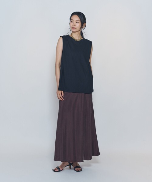1er Arrondissement(プルミエアロンディスモン)の「クリアーリブショルダータックノースリーブトップス(Tシャツ/カットソー・レディース・ブラック系その他3/ブラウン系その他5・FREE)」の4枚目の写真