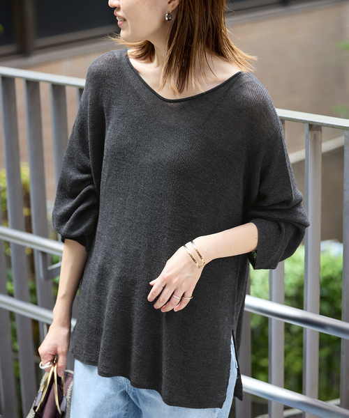 SLOBE IENA(スローブイエナ)の「《追加》畔オーバープルオーバー(ニット/セーター・レディース・ベージュ/チャコールグレー・FREE)」の7枚目の写真