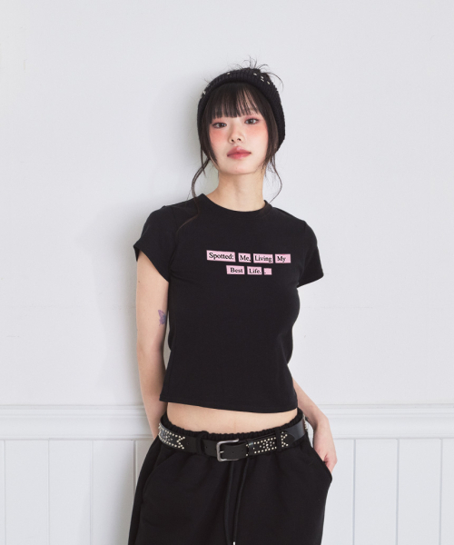 PAGESIISII(ページシシ)の「ベストライフプリンティングスリムフィット半袖Tシャツブラック(Tシャツ/カットソー・レディース・その他・MEDIUM)」の1枚目の写真