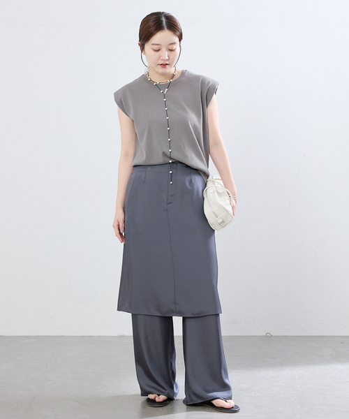 IENA（イエナ）の「《手洗い可能》パワーショルダースリーブレスニット（ニット/セーター・レディース・ブラック/チャコールグレー・FREE）」の4枚目の写真