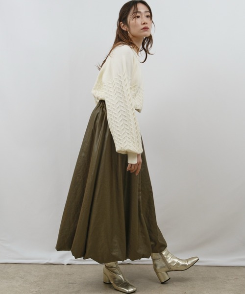 palm RICHE(ポームリシュ)の「バルーンSK(スカート・レディース・カーキ/アイボリー/ブラック/ブルー・M)」の19枚目の写真