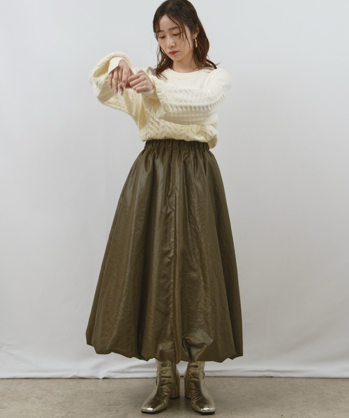 palm RICHE(ポームリシュ)の「バルーンSK(スカート・レディース・カーキ/アイボリー/ブラック/ブルー・M)」の14枚目の写真