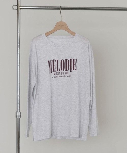 Doux archives(ドゥアルシーヴ)の「MELODIEロゴロンTee(Tシャツ/カットソー・レディース・オフホワイト/グレー/ブラウン・FREE)」の2枚目の写真