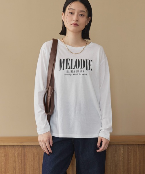 Doux archives(ドゥアルシーヴ)の「MELODIEロゴロンTee(Tシャツ/カットソー・レディース・オフホワイト/グレー/ブラウン・FREE)」の1枚目の写真