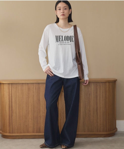 Doux archives(ドゥアルシーヴ)の「MELODIEロゴロンTee(Tシャツ/カットソー・レディース・オフホワイト/グレー/ブラウン・FREE)」の4枚目の写真