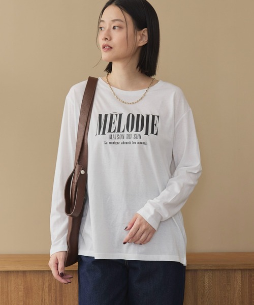 Doux archives(ドゥアルシーヴ)の「MELODIEロゴロンTee(Tシャツ/カットソー・レディース・オフホワイト/グレー/ブラウン・FREE)」の11枚目の写真