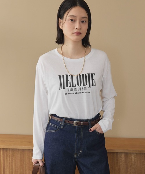 Doux archives(ドゥアルシーヴ)の「MELODIEロゴロンTee(Tシャツ/カットソー・レディース・オフホワイト/グレー/ブラウン・FREE)」の17枚目の写真