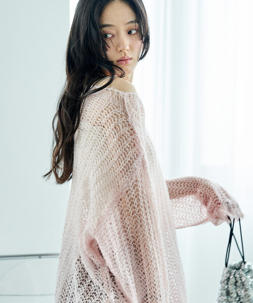 FREAK'S STORE（フリークスストア）の「モヘア混　アルパカ ローゲージニット/ルーズニットプルオーバー（ニット/セーター・レディース・ピンク/グリーン/チャコール・ﾌﾘ-）」の19枚目の写真