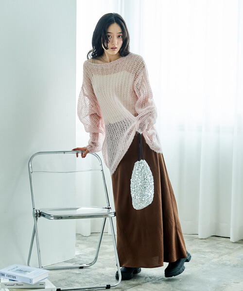 FREAK'S STORE（フリークスストア）の「モヘア混　アルパカ ローゲージニット/ルーズニットプルオーバー（ニット/セーター・レディース・ピンク/グリーン/チャコール・ﾌﾘ-）」の20枚目の写真