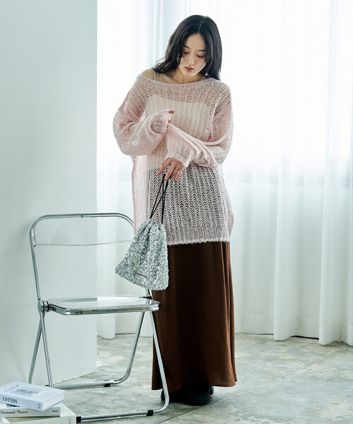 FREAK'S STORE（フリークスストア）の「モヘア混　アルパカ ローゲージニット/ルーズニットプルオーバー（ニット/セーター・レディース・ピンク/グリーン/チャコール・ﾌﾘ-）」の21枚目の写真