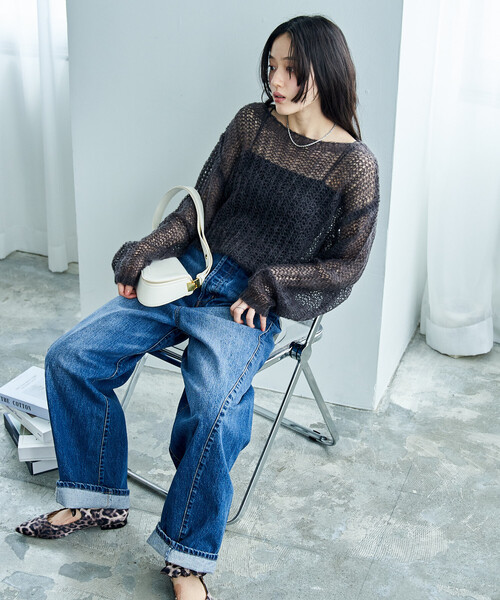 FREAK'S STORE（フリークスストア）の「モヘア混　アルパカ ローゲージニット/ルーズニットプルオーバー（ニット/セーター・レディース・ピンク/グリーン/チャコール・ﾌﾘ-）」の4枚目の写真