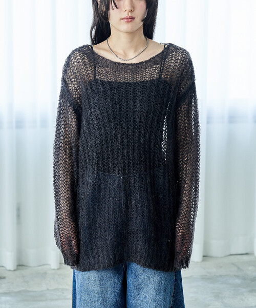 FREAK'S STORE（フリークスストア）の「モヘア混　アルパカ ローゲージニット/ルーズニットプルオーバー（ニット/セーター・レディース・ピンク/グリーン/チャコール・ﾌﾘ-）」の11枚目の写真