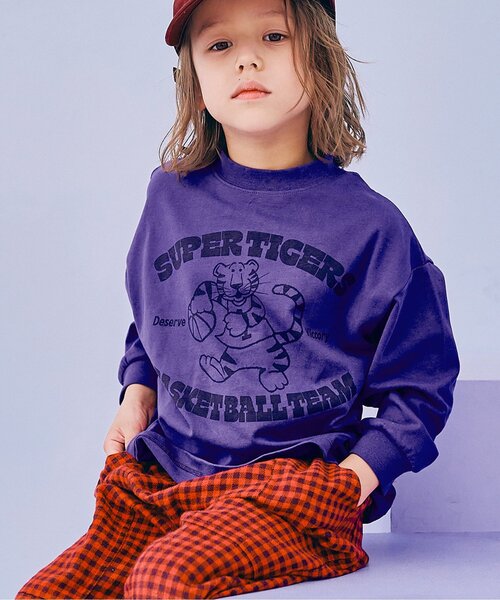 p.premier（ピードットプルミエ）の「イロチ買いしたいバリエーショングラフィックロンT（Tシャツ/カットソー・キッズ・ブルー/キャメル/グリーン/パープル/ブラウン/アイボリー/ネイビー/レッド/オフホワイト/マスタード/イエロー/ターコイズブルー・120/100/110/80/90/130/140）」の8枚目の写真