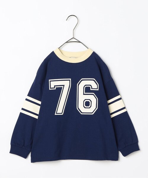p.premier（ピードットプルミエ）の「イロチ買いしたいバリエーショングラフィックロンT（Tシャツ/カットソー・キッズ・ブルー/キャメル/グリーン/パープル/ブラウン/アイボリー/ネイビー/レッド/オフホワイト/マスタード/イエロー/ターコイズブルー・120/100/110/80/90/130/140）」の6枚目の写真