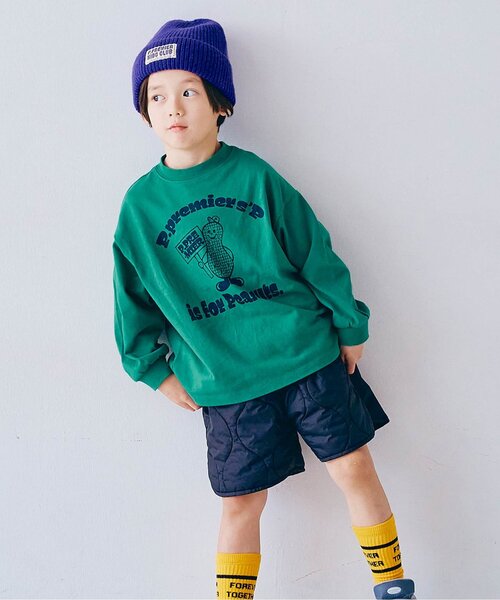 p.premier（ピードットプルミエ）の「イロチ買いしたいバリエーショングラフィックロンT（Tシャツ/カットソー・キッズ・ブルー/キャメル/グリーン/パープル/ブラウン/アイボリー/ネイビー/レッド/オフホワイト/マスタード/イエロー/ターコイズブルー・120/100/110/80/90/130/140）」の5枚目の写真
