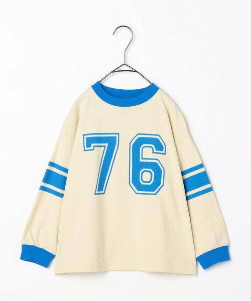 p.premier（ピードットプルミエ）の「イロチ買いしたいバリエーショングラフィックロンT（Tシャツ/カットソー・キッズ・ブルー/キャメル/グリーン/パープル/ブラウン/アイボリー/ネイビー/レッド/オフホワイト/マスタード/イエロー/ターコイズブルー・120/100/110/80/90/130/140）」の3枚目の写真