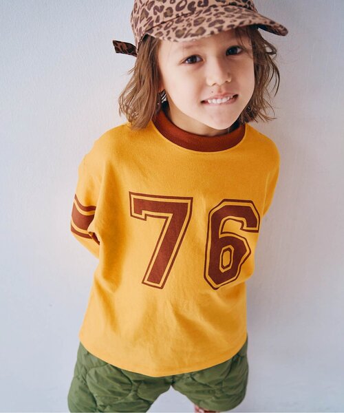p.premier（ピードットプルミエ）の「イロチ買いしたいバリエーショングラフィックロンT（Tシャツ/カットソー・キッズ・ブルー/キャメル/グリーン/パープル/ブラウン/アイボリー/ネイビー/レッド/オフホワイト/マスタード/イエロー/ターコイズブルー・120/100/110/80/90/130/140）」の10枚目の写真