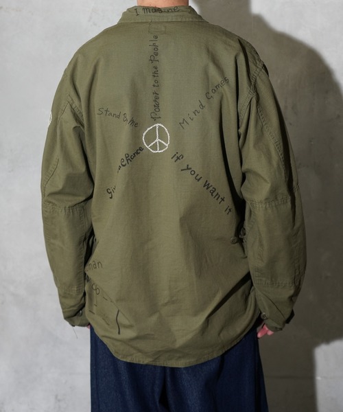 THRIFTY LOOK(スリフティールック)の「THRIFTY LOOK / スリフティールック DOODLE US MADE BDU JACKET COTTON RIPSTOP LONG BDUジャケット リメイク(ミリタリージャケット・メンズ・オリーブ・LARGE/X-LARGE)」の3枚目の写真