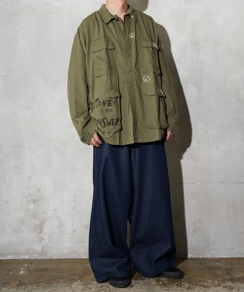 THRIFTY LOOK(スリフティールック)の「THRIFTY LOOK / スリフティールック DOODLE US MADE BDU JACKET COTTON RIPSTOP LONG BDUジャケット リメイク(ミリタリージャケット・メンズ・オリーブ・LARGE/X-LARGE)」の4枚目の写真