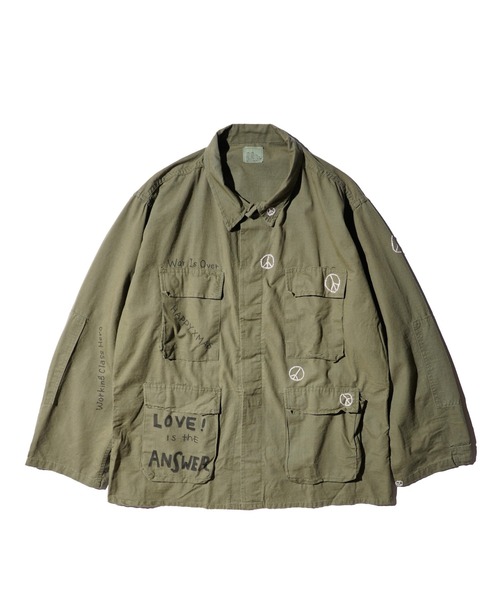 THRIFTY LOOK(スリフティールック)の「THRIFTY LOOK / スリフティールック DOODLE US MADE BDU JACKET COTTON RIPSTOP LONG BDUジャケット リメイク(ミリタリージャケット・メンズ・オリーブ・LARGE/X-LARGE)」の5枚目の写真
