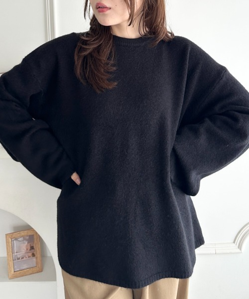 CLEA（クレア）の「選べるカラバリ！もちもちワイドスリーブニットプルオーバー（ニット/セーター・レディース・アイボリー/オレンジ/ブラック/レッド/ピンク/グレー/ブラウン・FREE）」の12枚目の写真