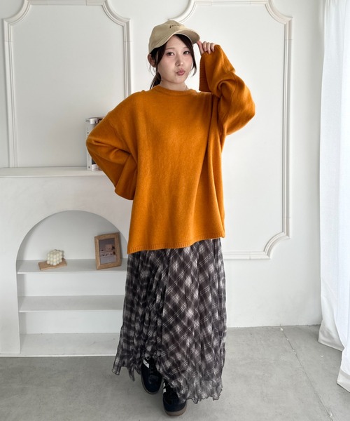 CLEA（クレア）の「選べるカラバリ！もちもちワイドスリーブニットプルオーバー（ニット/セーター・レディース・アイボリー/オレンジ/ブラック/レッド/ピンク/グレー/ブラウン・FREE）」の22枚目の写真