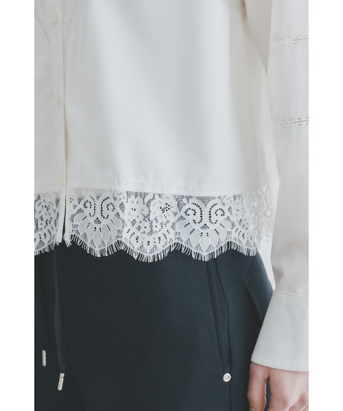 Muel Chic(ミュエルシック)の「Lilt lace shirt リルトレースシャツ(シャツ/ブラウス・レディース・ブラック/ストライプ/ホワイト・FREE)」の18枚目の写真