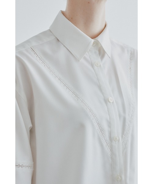 Muel Chic(ミュエルシック)の「Lilt lace shirt リルトレースシャツ(シャツ/ブラウス・レディース・ブラック/ストライプ/ホワイト・FREE)」の8枚目の写真