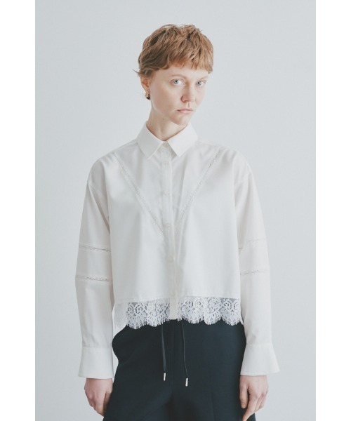 Muel Chic(ミュエルシック)の「Lilt lace shirt リルトレースシャツ(シャツ/ブラウス・レディース・ブラック/ストライプ/ホワイト・FREE)」の14枚目の写真
