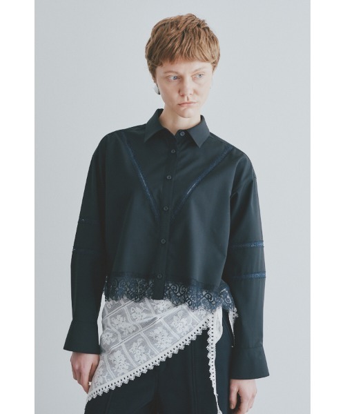 Muel Chic(ミュエルシック)の「Lilt lace shirt リルトレースシャツ(シャツ/ブラウス・レディース・ブラック/ストライプ/ホワイト・FREE)」の9枚目の写真