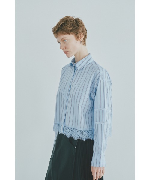 Muel Chic(ミュエルシック)の「Lilt lace shirt リルトレースシャツ(シャツ/ブラウス・レディース・ブラック/ストライプ/ホワイト・FREE)」の13枚目の写真