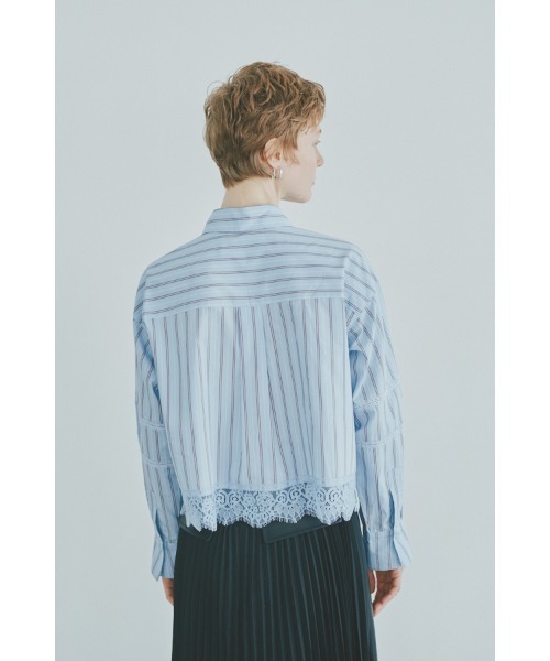 Muel Chic(ミュエルシック)の「Lilt lace shirt リルトレースシャツ(シャツ/ブラウス・レディース・ブラック/ストライプ/ホワイト・FREE)」の4枚目の写真