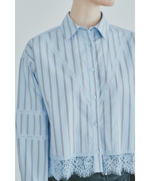 Muel Chic(ミュエルシック)の「Lilt lace shirt リルトレースシャツ(シャツ/ブラウス・レディース・ブラック/ストライプ/ホワイト・FREE)」の5枚目の写真