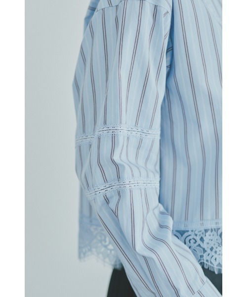 Muel Chic(ミュエルシック)の「Lilt lace shirt リルトレースシャツ(シャツ/ブラウス・レディース・ブラック/ストライプ/ホワイト・FREE)」の6枚目の写真