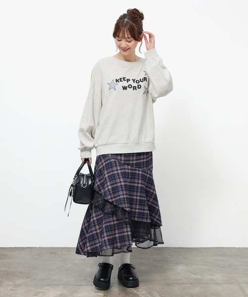 Honeys(ハニーズ)の「アシメティアードスカート(スカート・レディース・ブラウン系1/ネイビー系1/レッド系1・3L/L/LL/M/S/SS)」の4枚目の写真