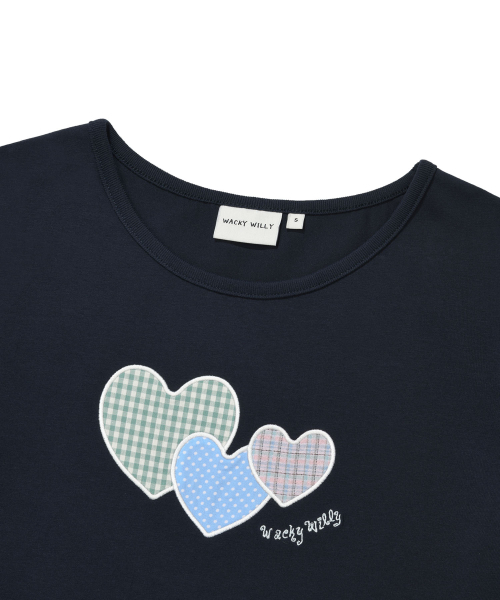 Wacky WiLLy(ワッキーウィリー)の「ウィメンズスリムベイビーフィットハート半袖Tシャツダークネイビー(Tシャツ/カットソー・レディース・その他・SMALL/MEDIUM)」の3枚目の写真